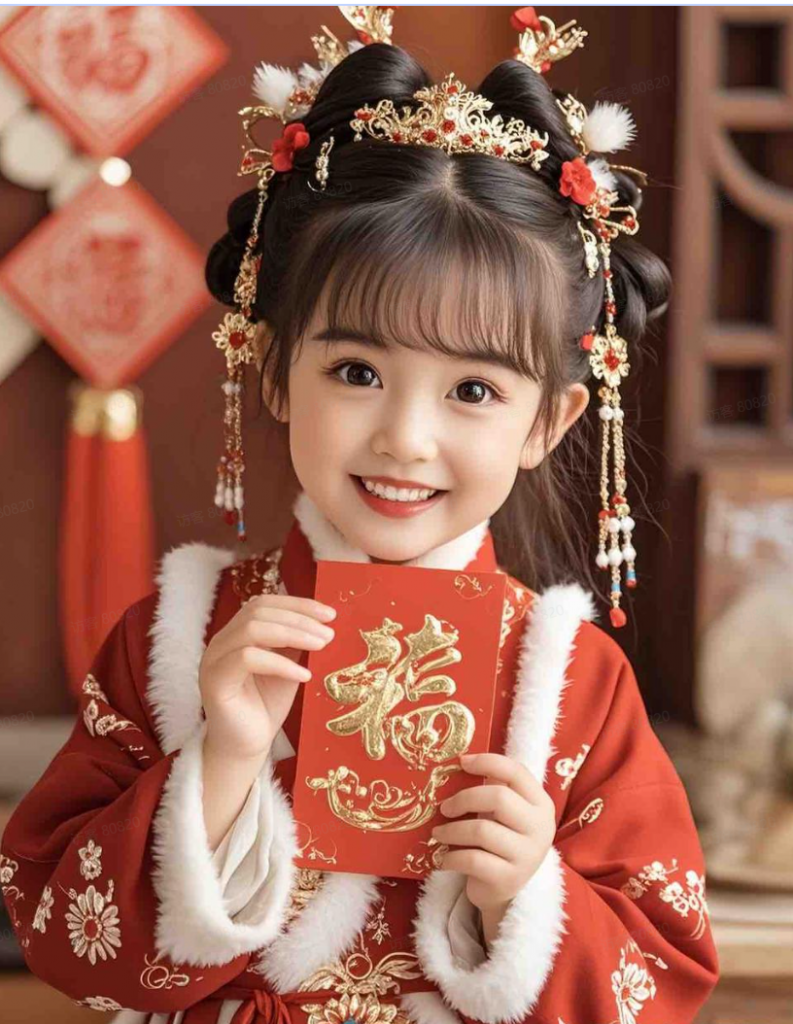 5岁小女孩红衣系列AI绘画提示词-抖微学堂AI