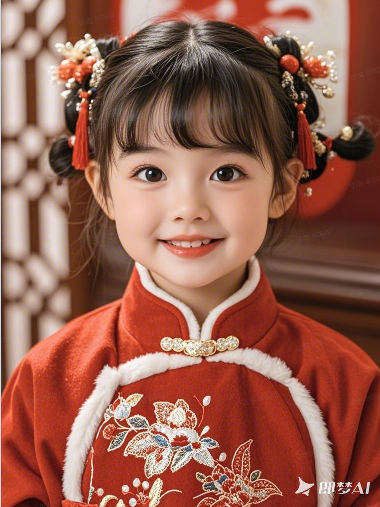 图片[3]-5岁小女孩红衣系列AI绘画提示词-抖微学堂AI
